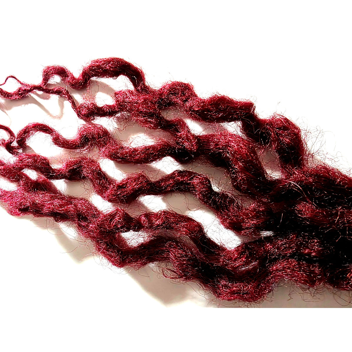 6 SE Single Ended Burgundy Red Wavy Curly Natural Dreads Dreadlocks Hair Extensions