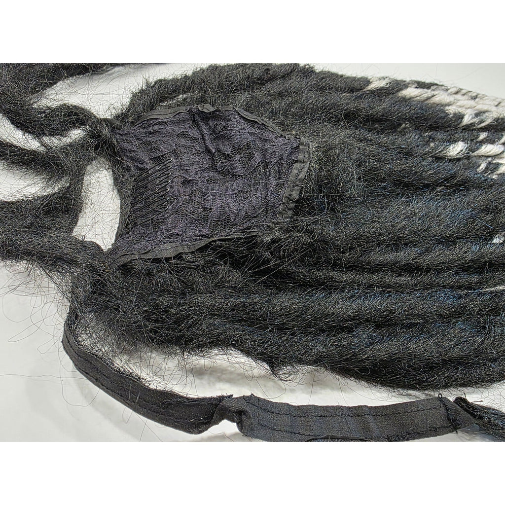 Black & Silver White Ombre Pony Tail Fall Dreads Dreadlocks Hair Extensions