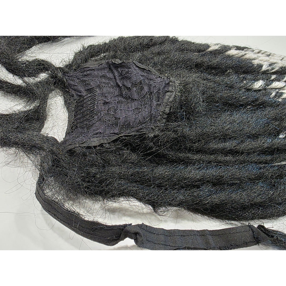 Black & Silver White Ombre Pony Tail Fall Dreads Dreadlocks Hair Extensions