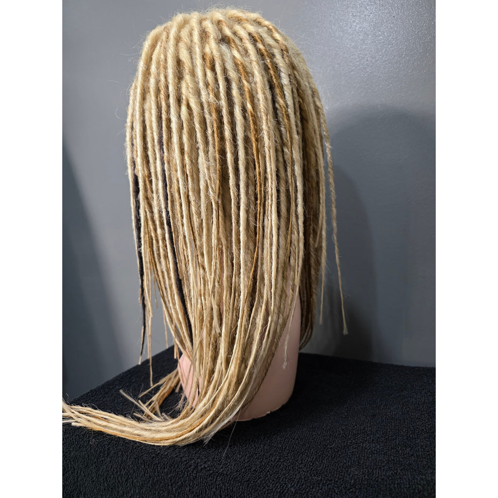 Full Cap Dreadlock Dread Wig Blonde Mix Light and Dark Synthetic Handmade 22 in