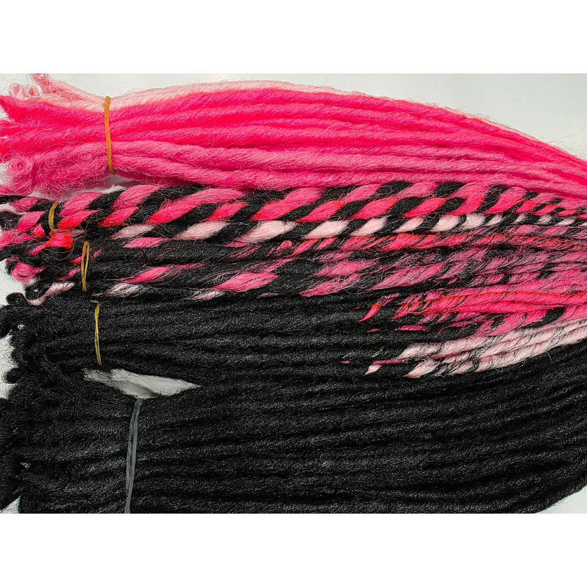 95 SE Single Ended Black & Pink Synthetic Dreads Dreadlocks Hair Extensions