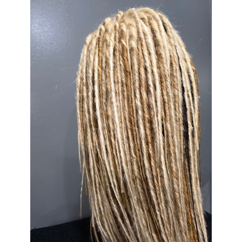 Full Cap Dreadlock Dread Wig Blonde Mix Light and Dark Synthetic Handmade 22 in