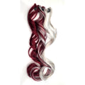 Burgundy Wine Red and Silver White Clip in Synthetic Hair Extensions Streaks