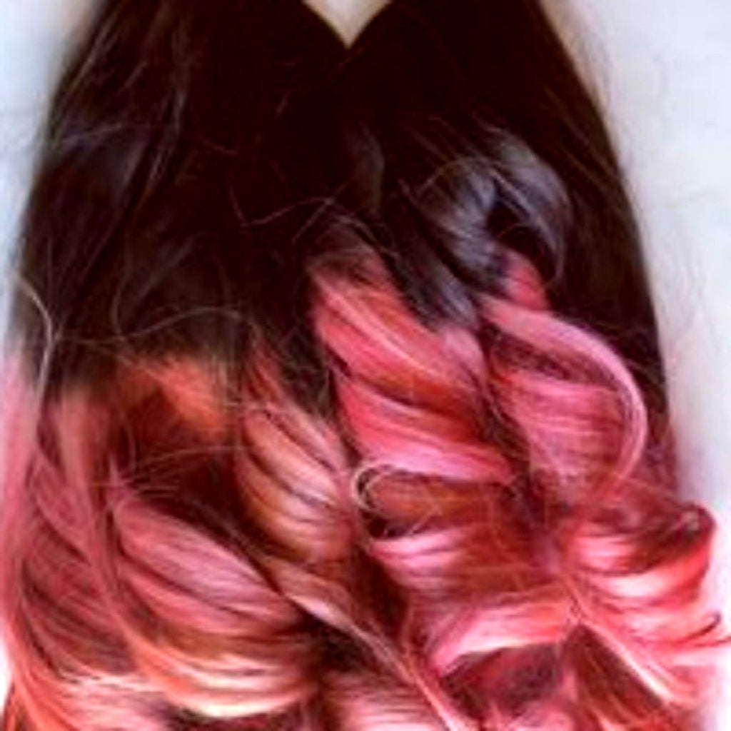 Black & Light Rose Pink Ombre Clip Human Hair Extensions