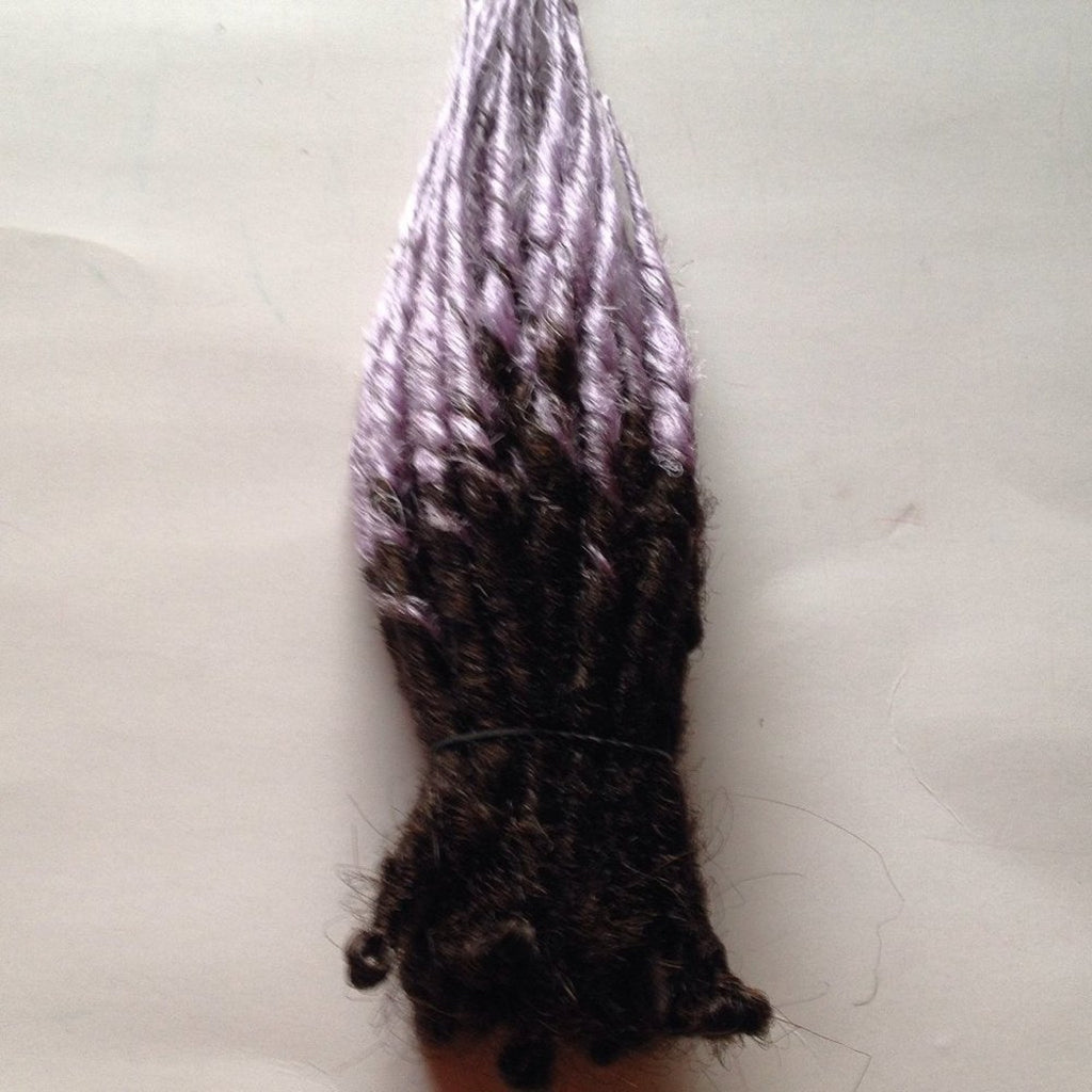 20 SE Single Ended Ombre Brown Purple Dread Dreadlock Hair Extensions