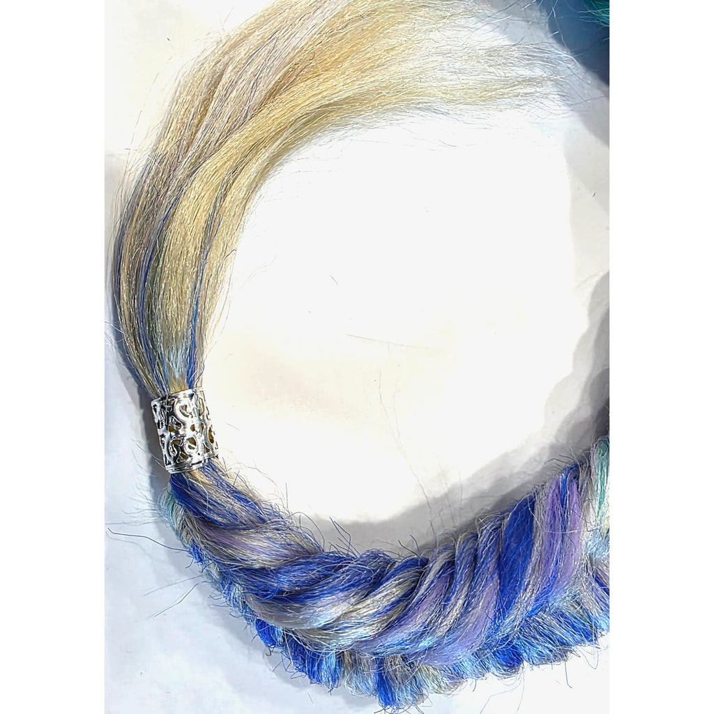 Mermaid fishtail braid ponytail extension 20 inch, blue purple green blonde festival hair fall
