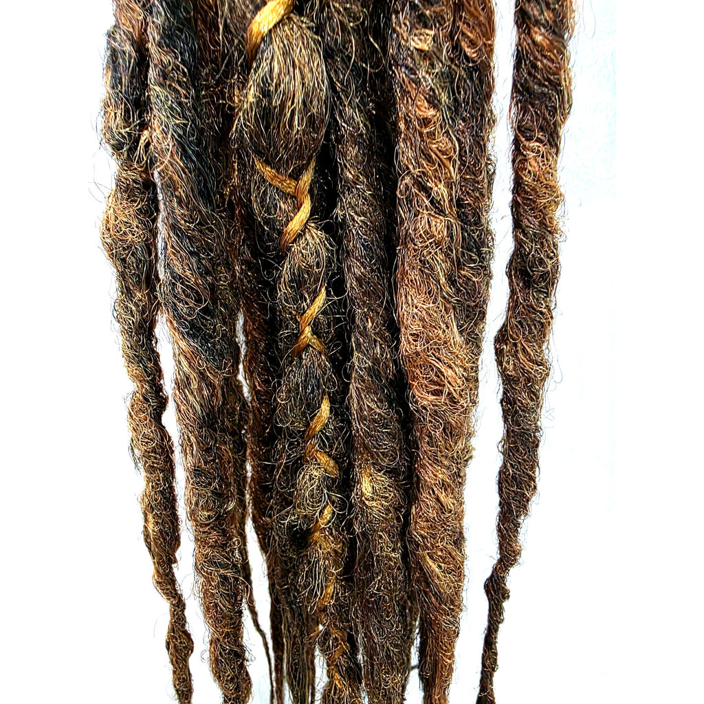 25 SE Single Ended Auburn Brown Synthetic Dread Dreadlock Hair Extensions Knotty