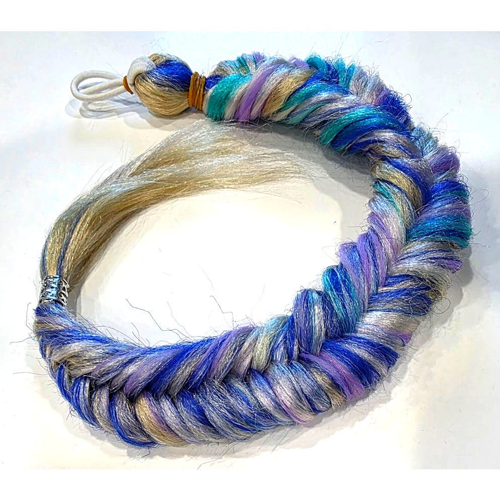 Mermaid fishtail braid ponytail extension 20 inch, blue purple green blonde festival hair fall