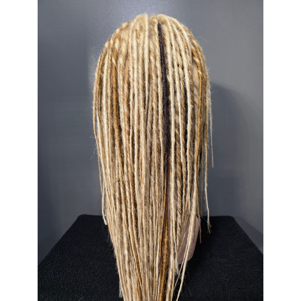 Full Cap Dreadlock Dread Wig Blonde Mix Light and Dark Synthetic Handmade 22 in