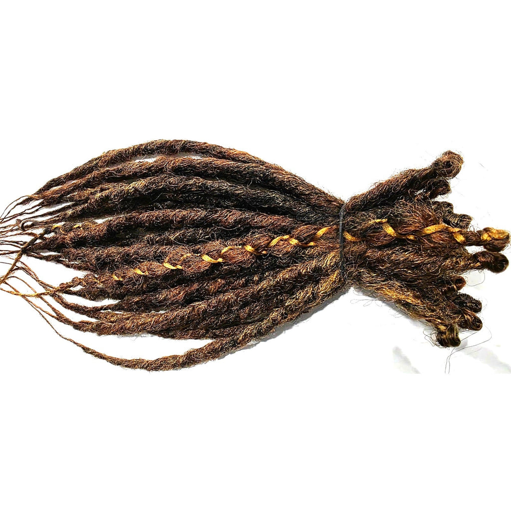 25 SE Single Ended Auburn Brown Synthetic Dread Dreadlock Hair Extensions Knotty