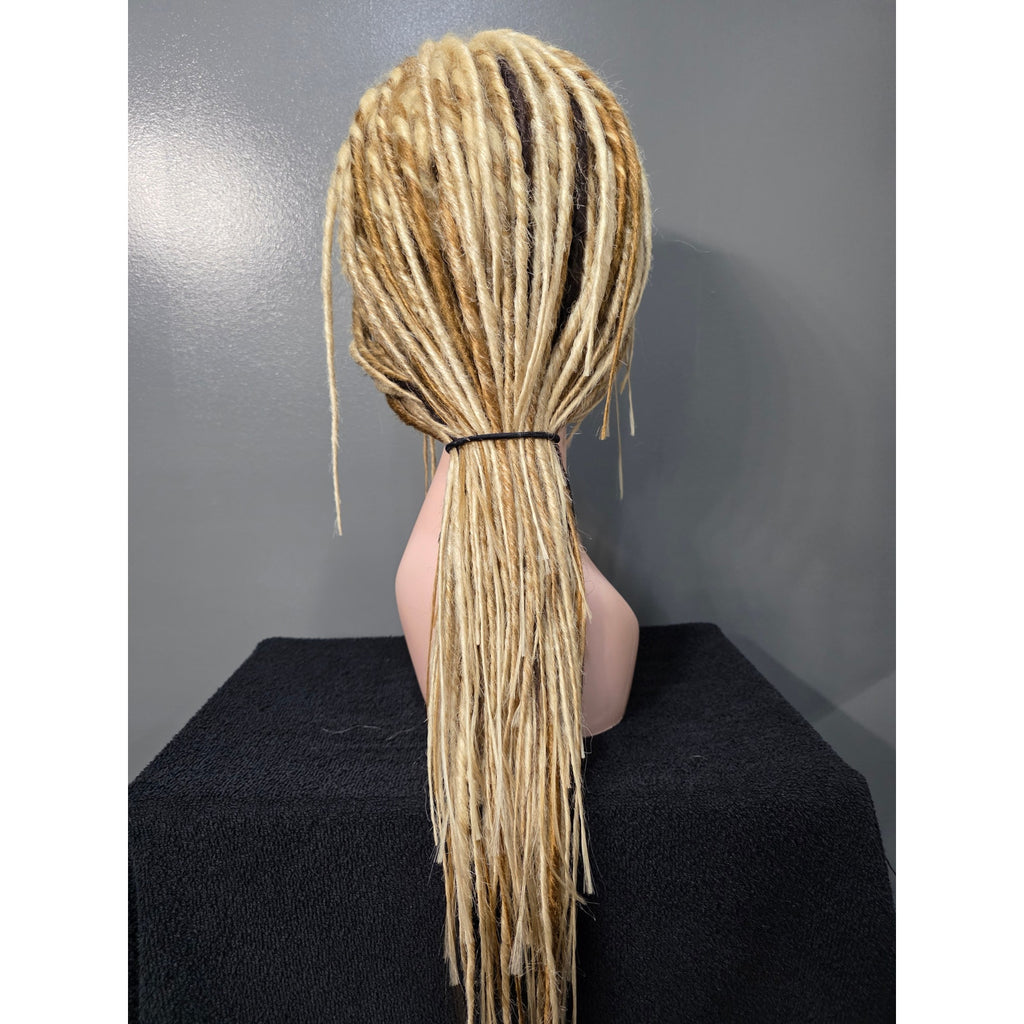 Full Cap Dreadlock Dread Wig Blonde Mix Light and Dark Synthetic Handmade 22 in