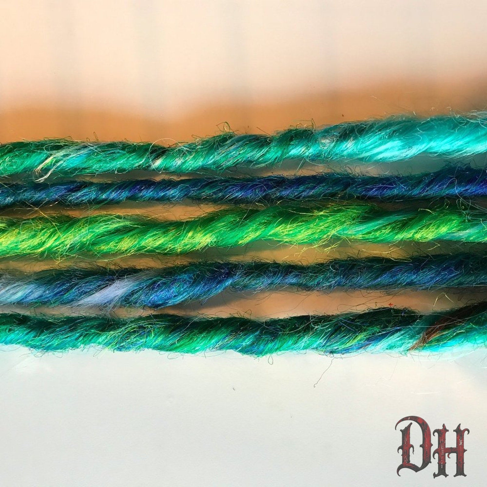 Green Blue Clip in Dread Dreadlock Hair Extensions