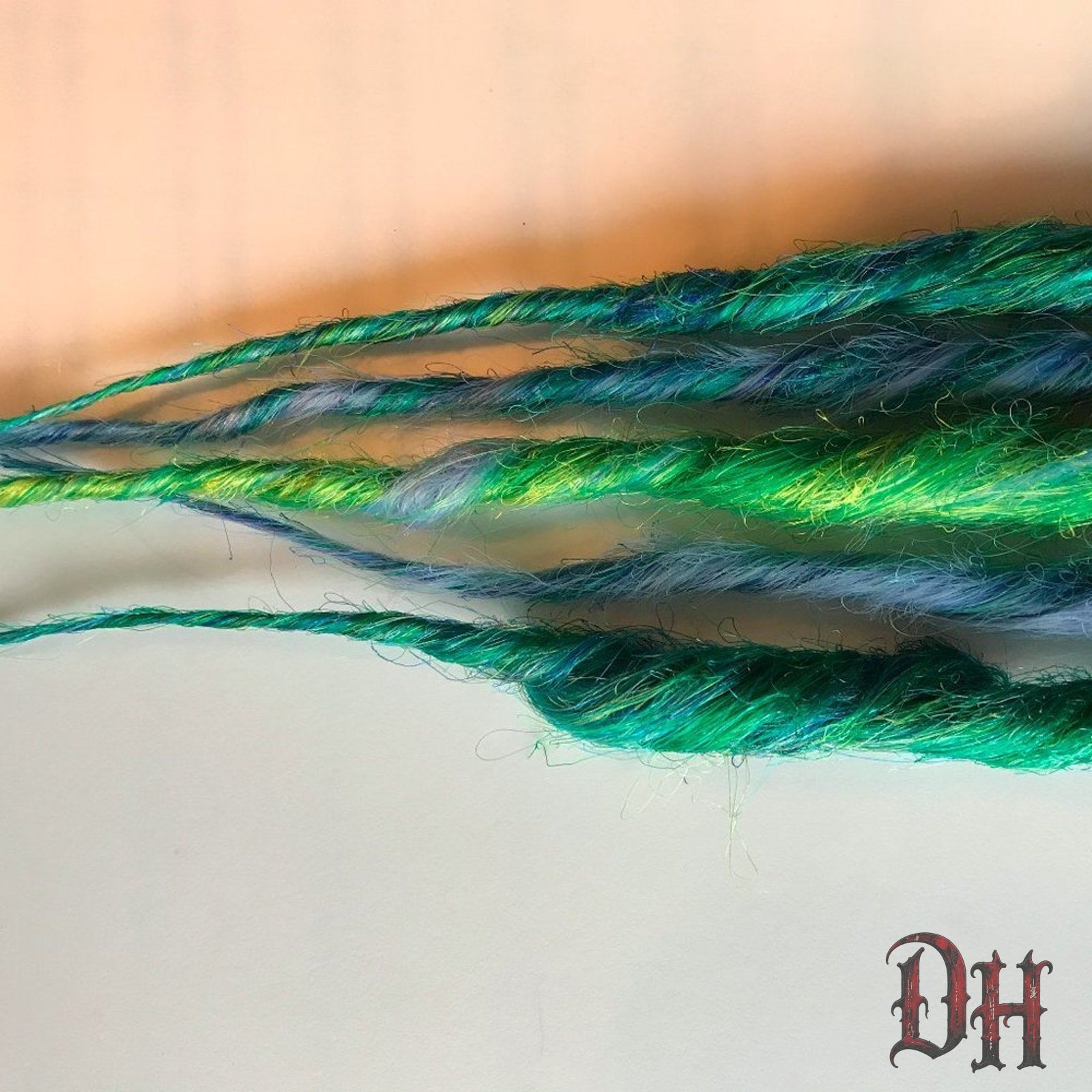 Green Blue Clip in Dread Dreadlock Hair Extensions