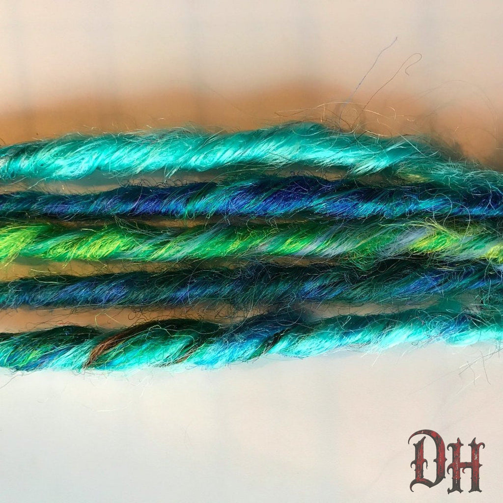 Green Blue Clip in Dread Dreadlock Hair Extensions