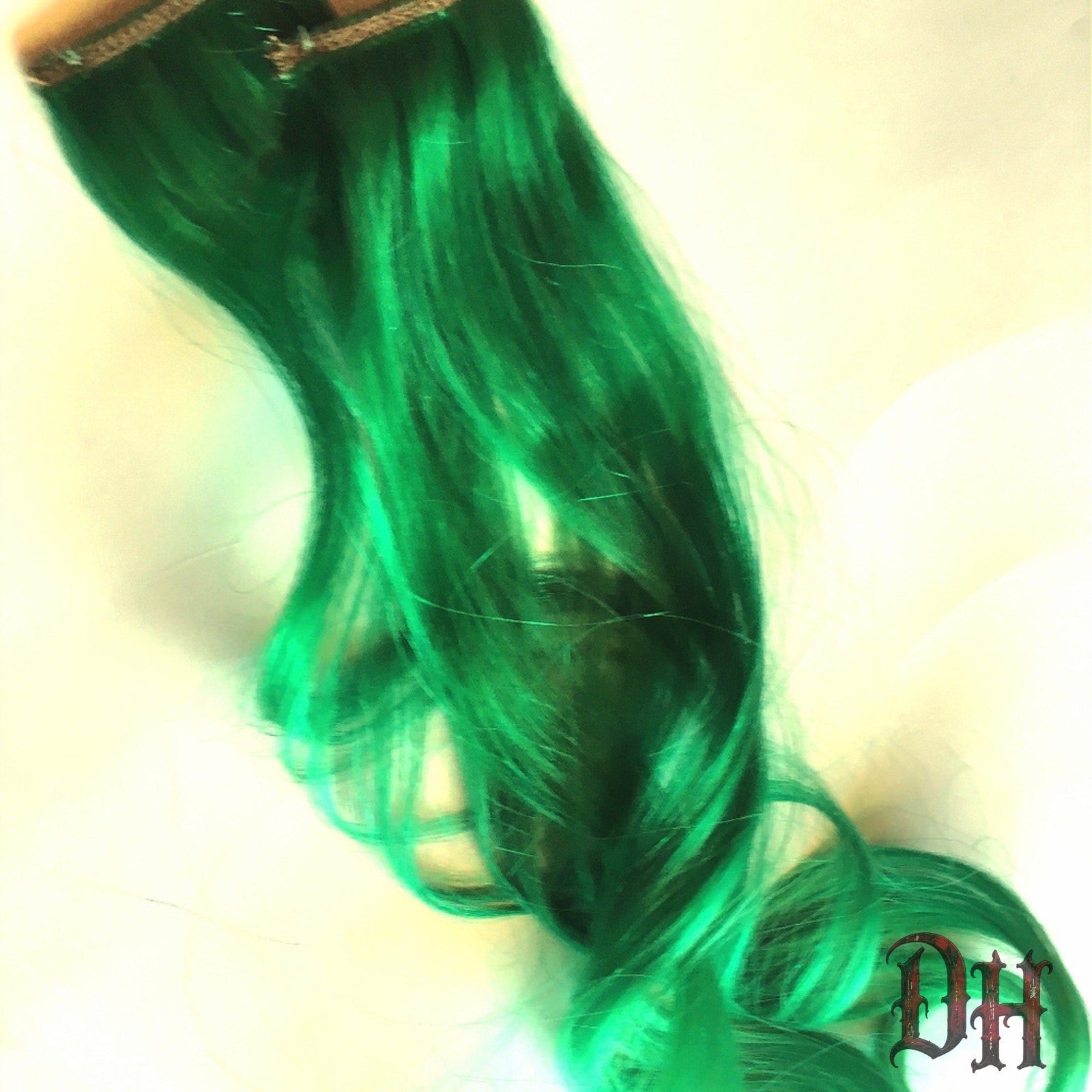 Green Clip or Tap in Human Hair Extensions 14-16 in