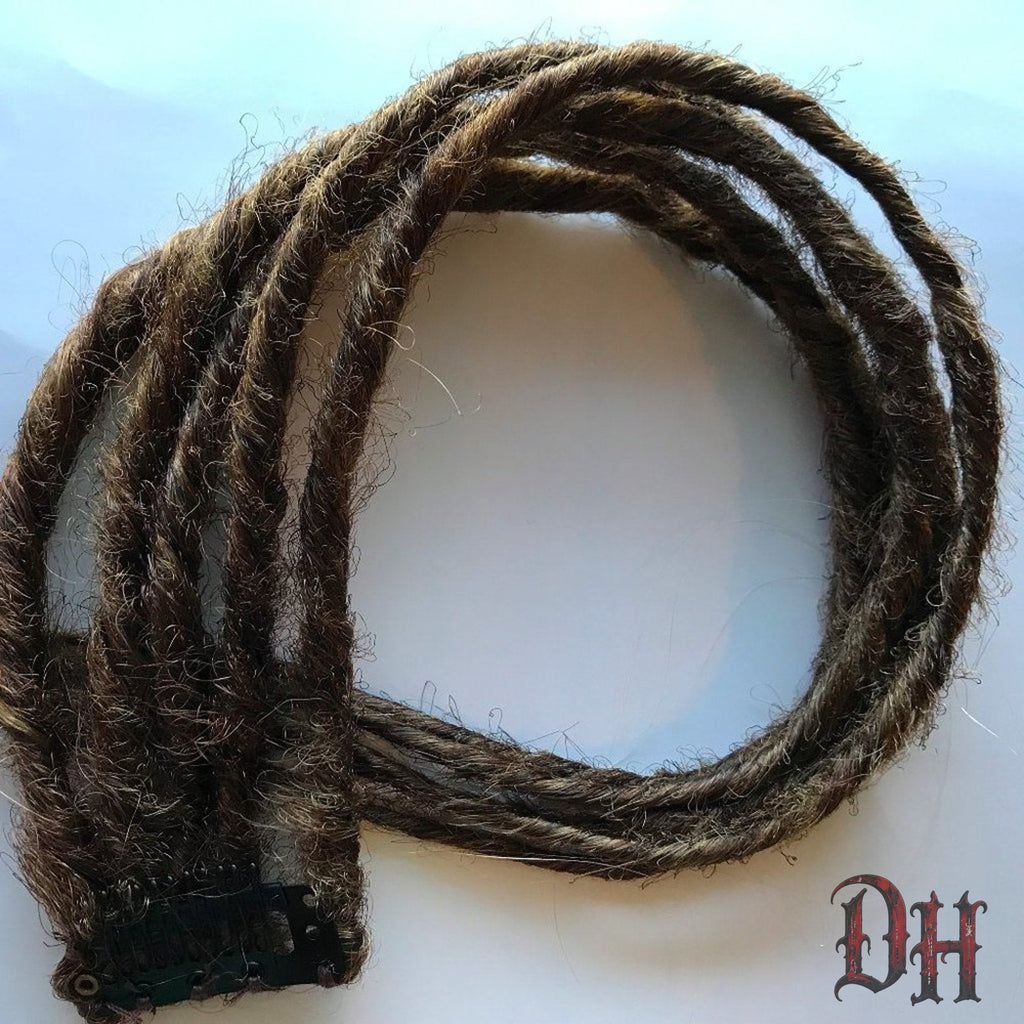 Light Medium Brown Clip in Dreads Dreadlocks Hair Extension