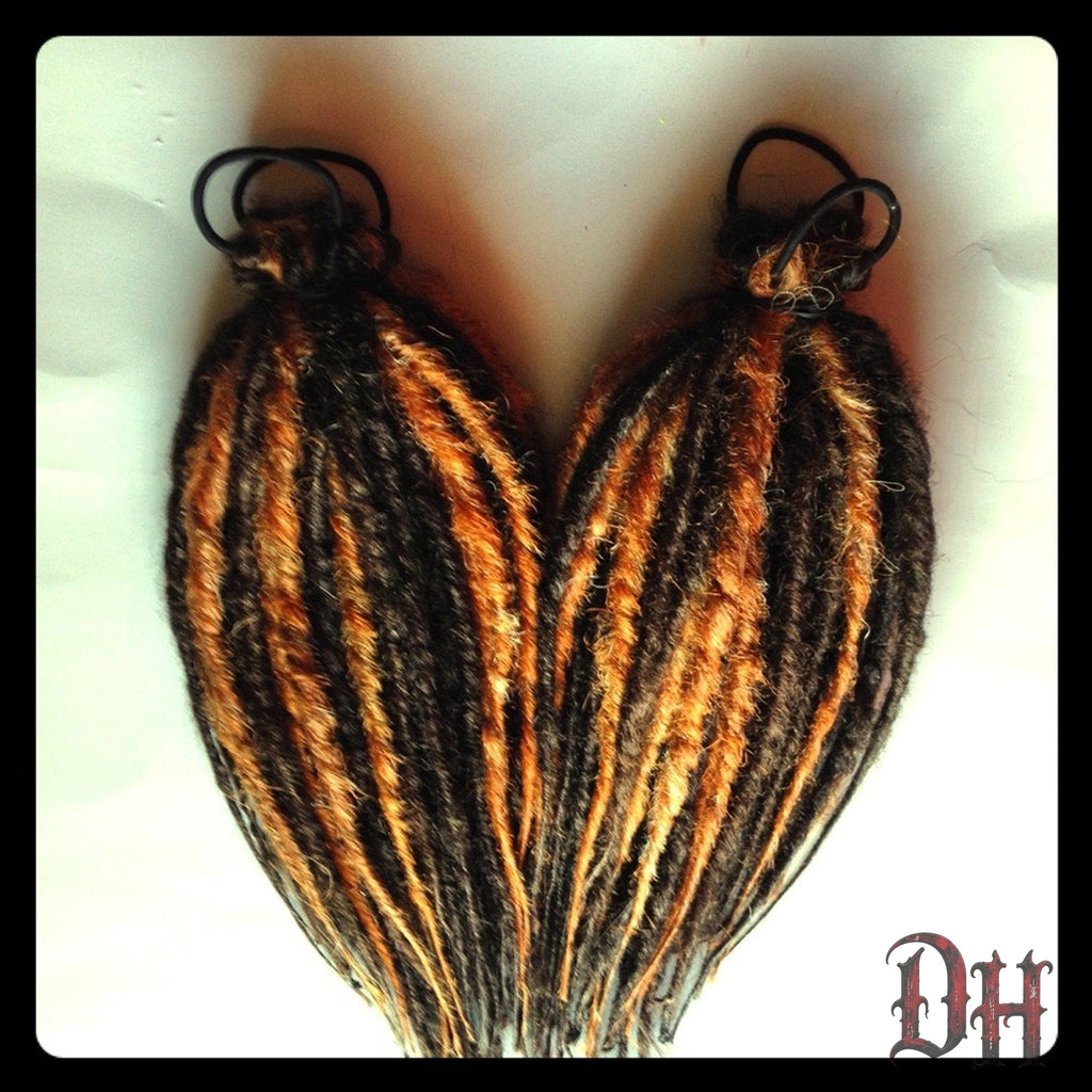 Matching Dreadlock Dread falls Hair Extensions Pony Ginger Auburn Dark Brown
