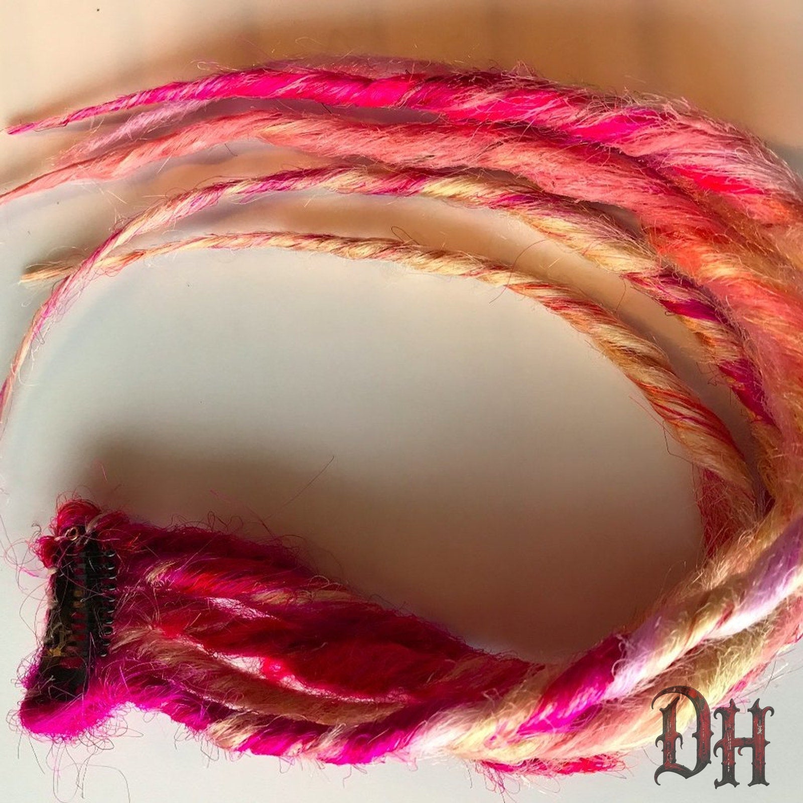 Pink Blonde Clip in Dread Dreadlock Hair Extension