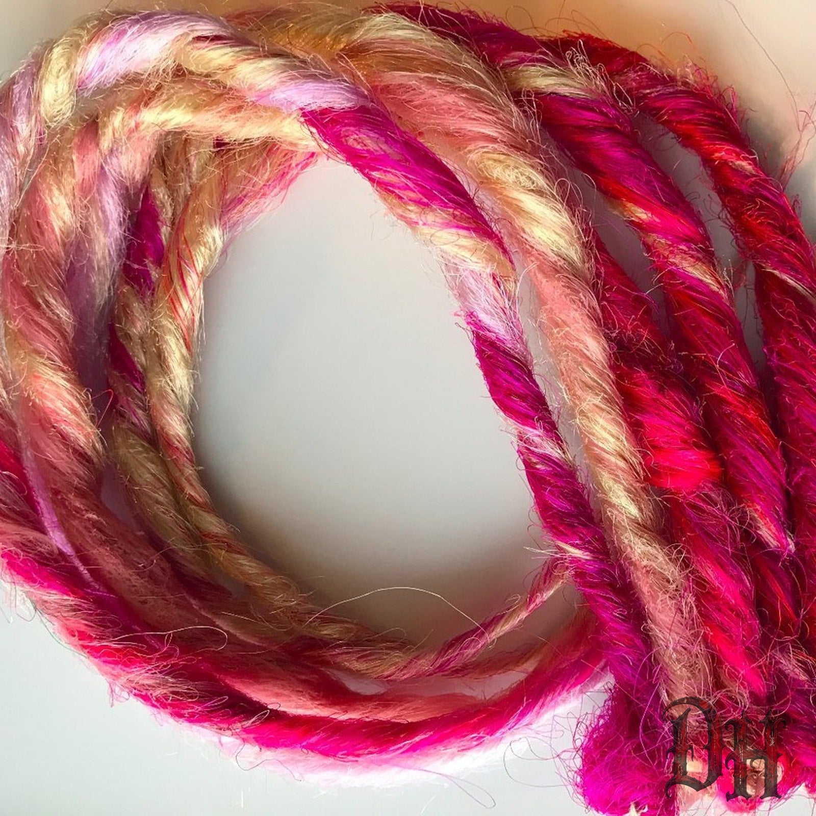 Pink Blonde Clip in Dread Dreadlock Hair Extension