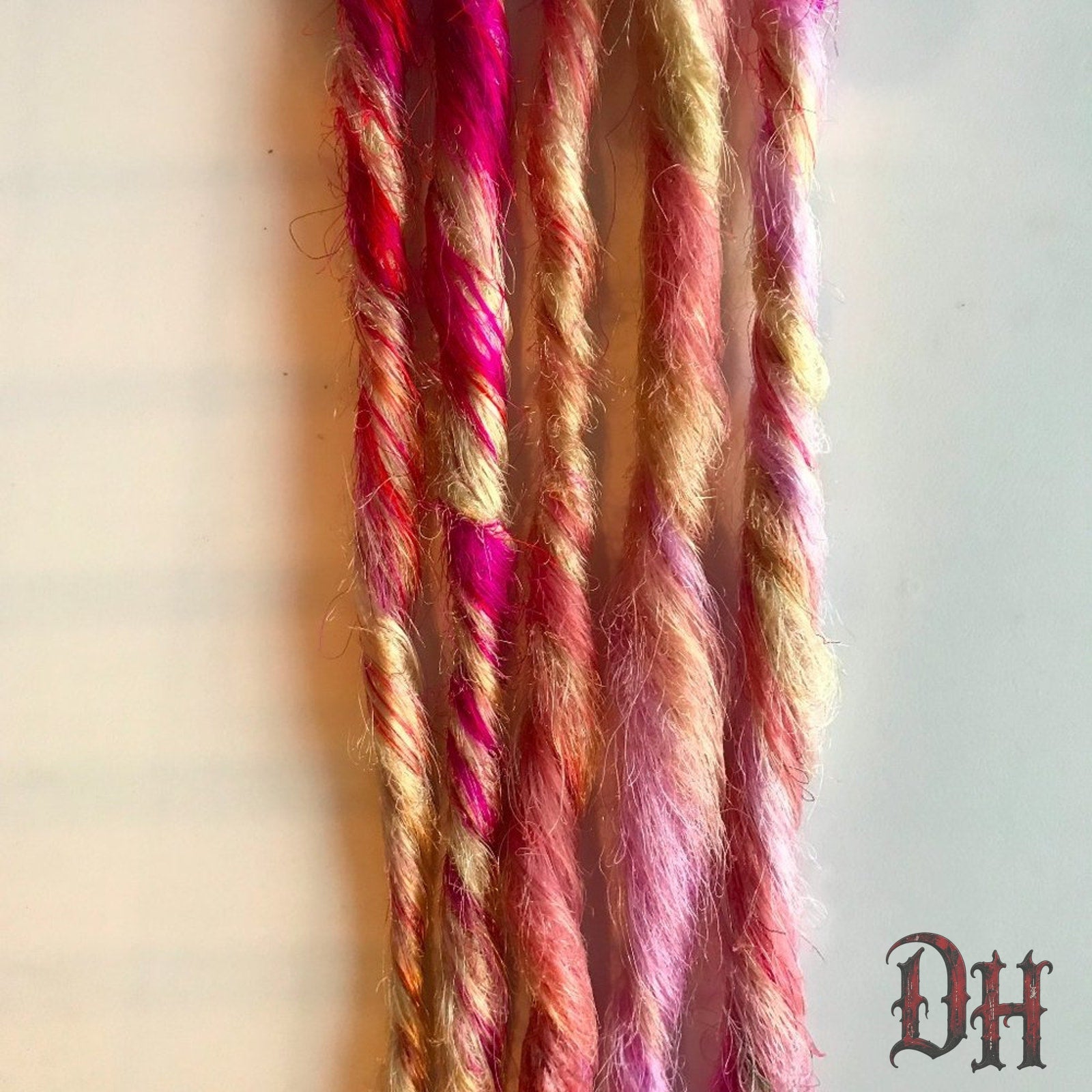 Pink Blonde Clip in Dread Dreadlock Hair Extension
