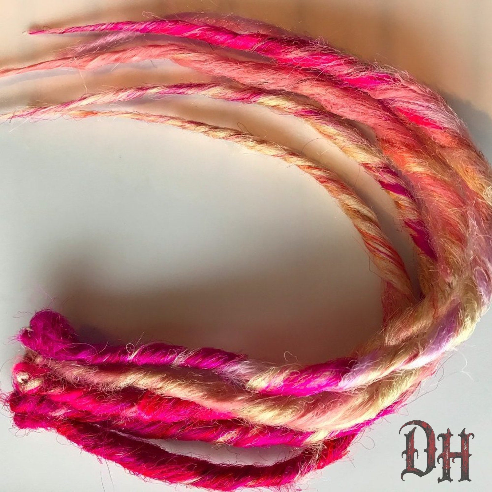 Pink Blonde Clip in Dread Dreadlock Hair Extension