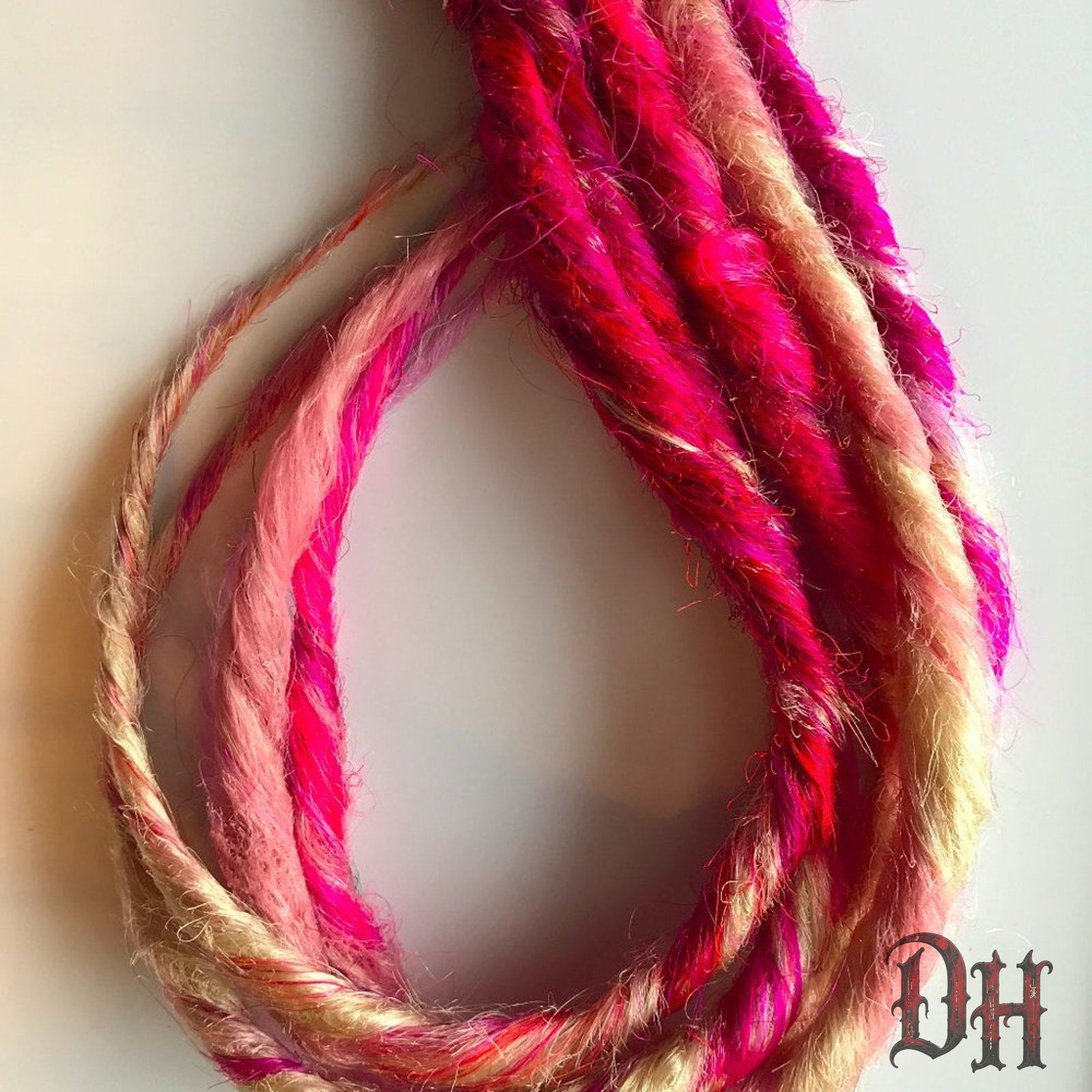 Pink Blonde Clip in Dread Dreadlock Hair Extension