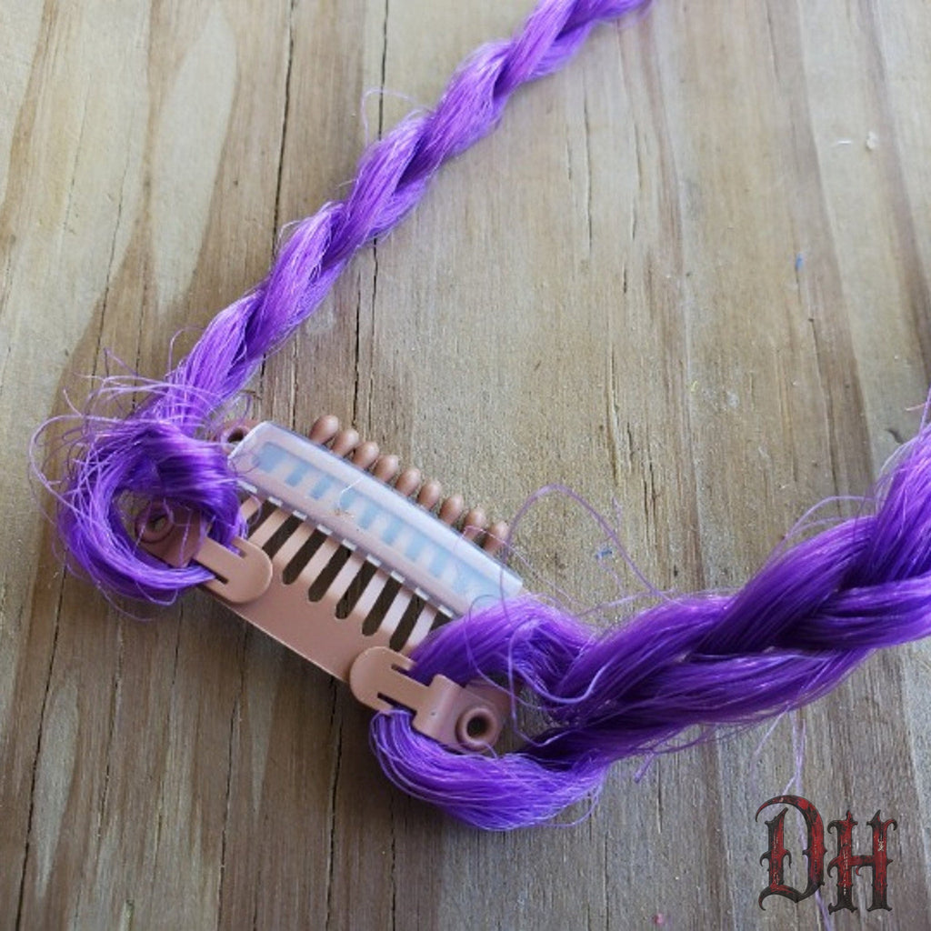 Purple Clip in Braids Hair Extensions