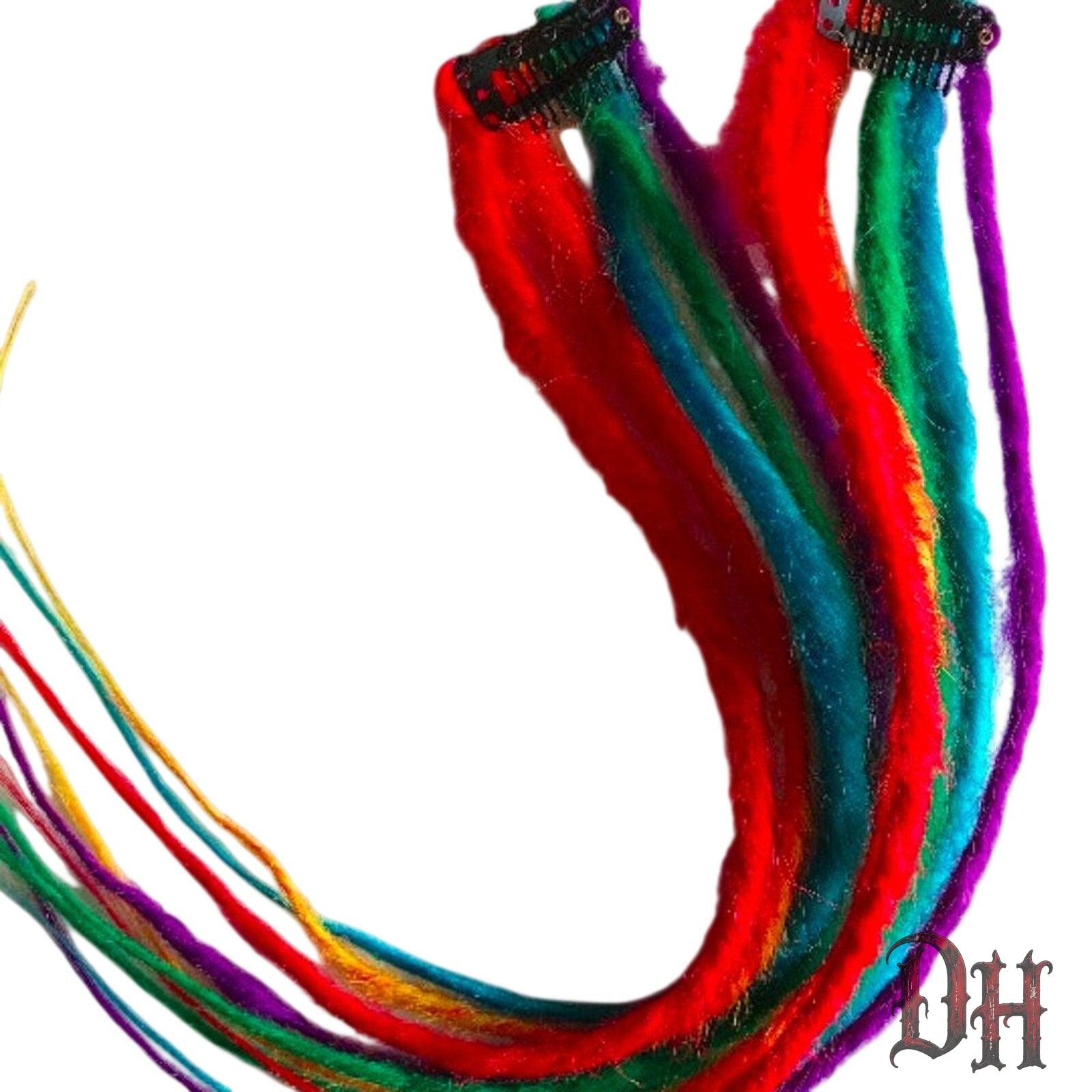 Rainbow Clip in Dreads Dreadlock Hair Extensions