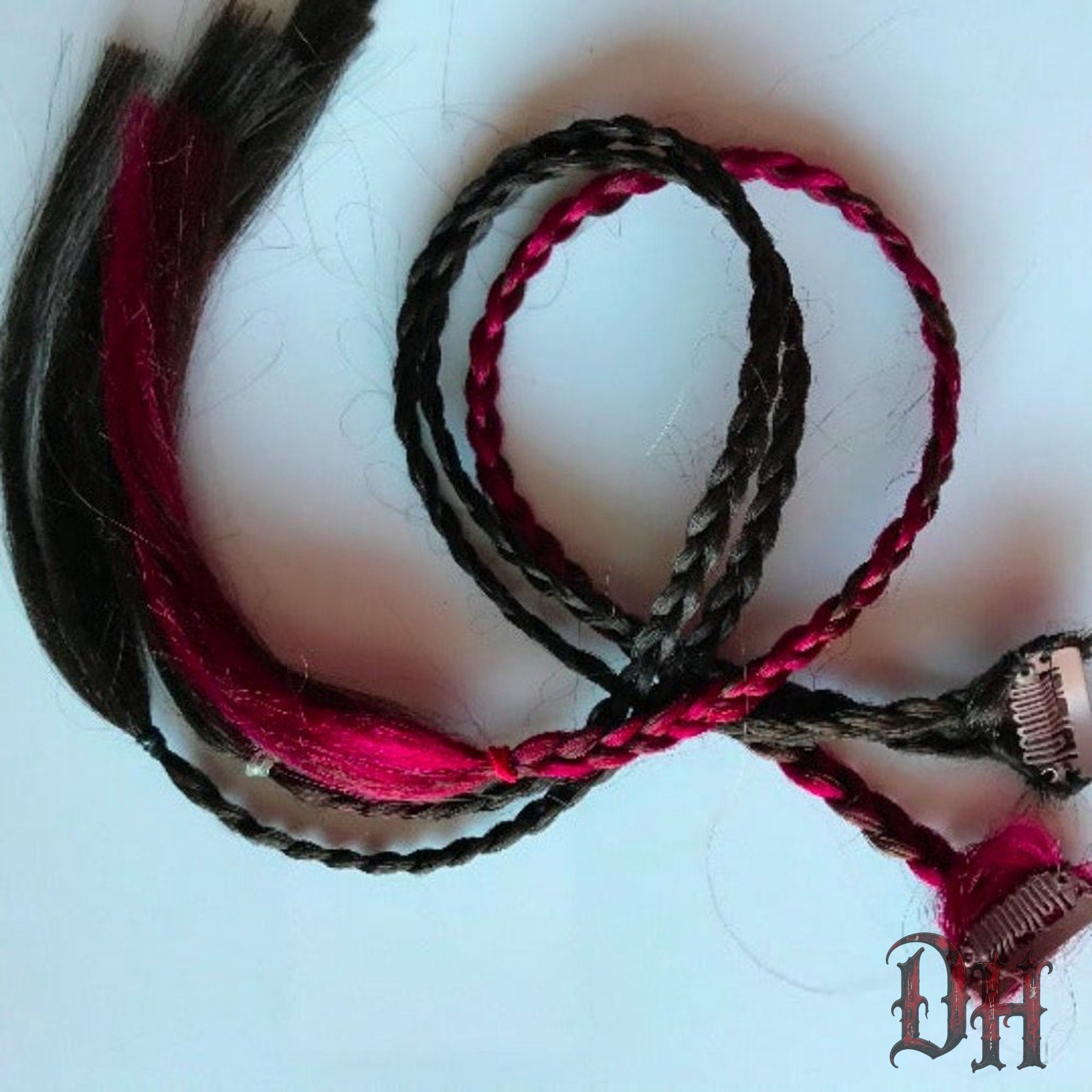 Red Brown Clip in Braids Hair Extensions